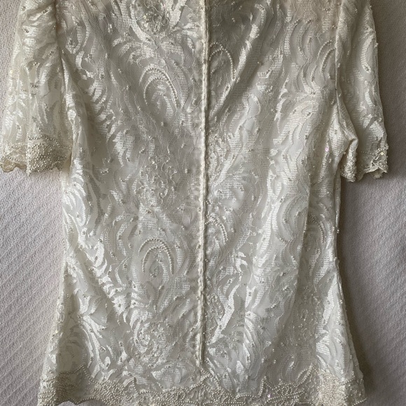 Brilliante By JA White Dressy Blouse Size M - Picture 5 of 6